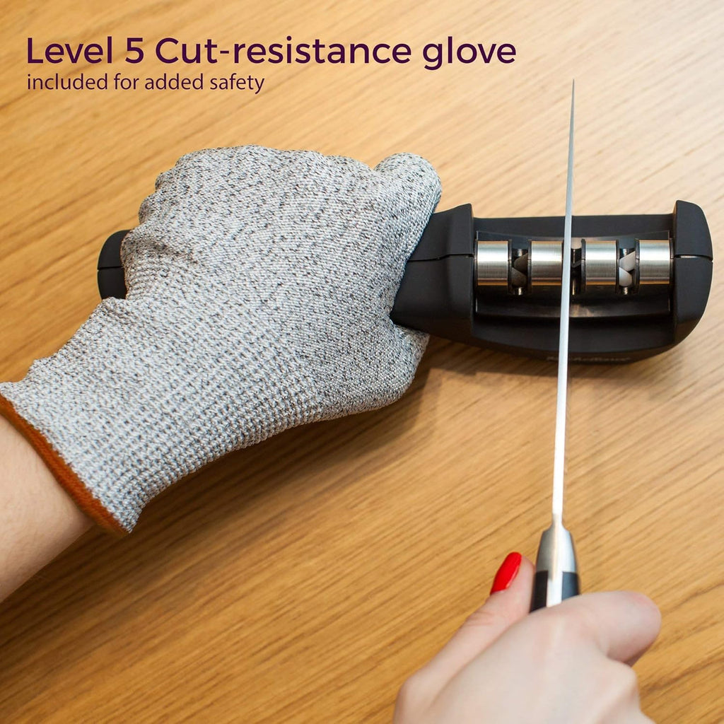4-in-1 Kitchen Knife Accessories: 3-Stage Knife Sharpener Helps Repair, Restore, Polish Blades