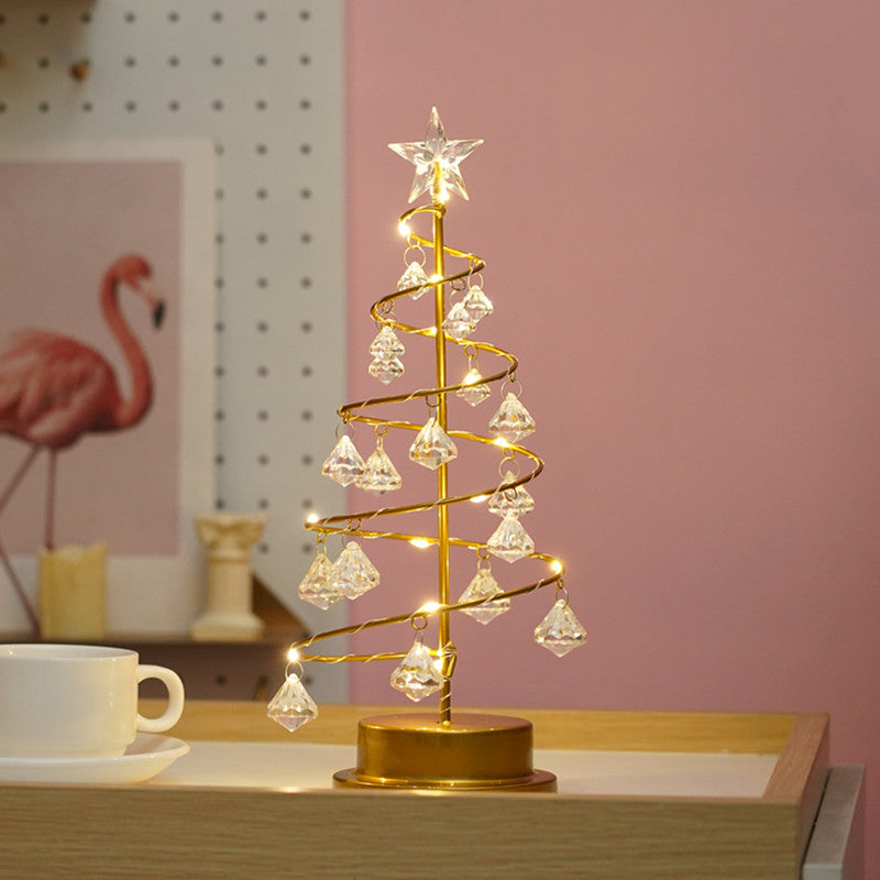 LED Crystal Diamond Christmas Tree Night Light, Bedroom & Bedside Decor Lamp