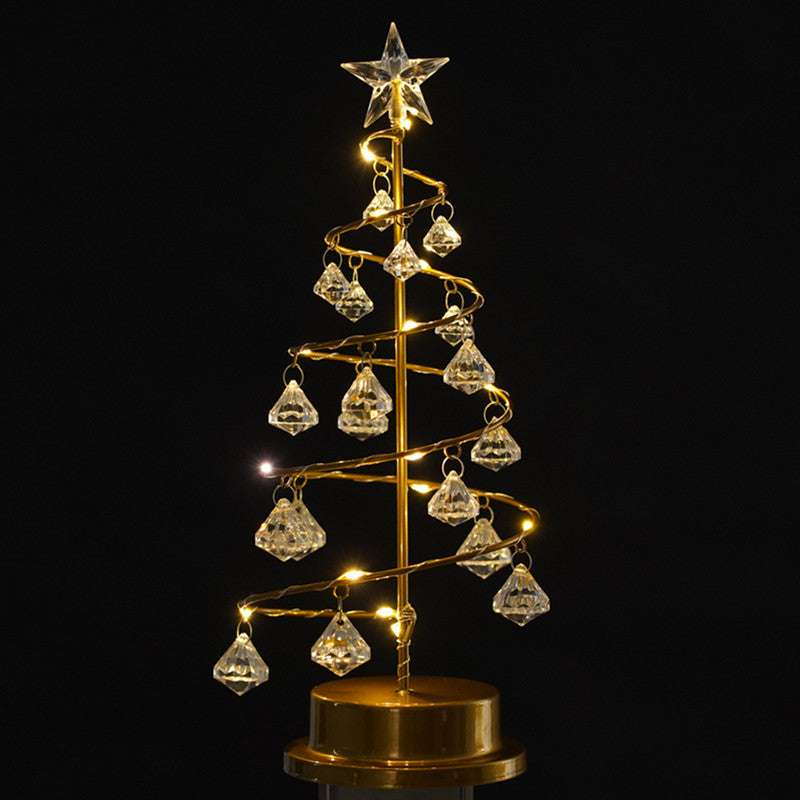 LED Crystal Diamond Christmas Tree Night Light, Bedroom & Bedside Decor Lamp