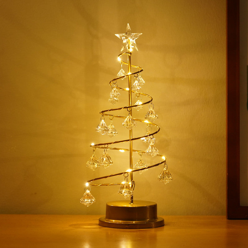 LED Crystal Diamond Christmas Tree Night Light, Bedroom & Bedside Decor Lamp