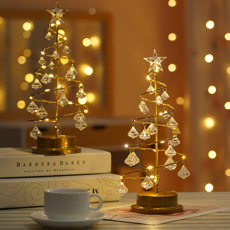 LED Crystal Diamond Christmas Tree Night Light, Bedroom & Bedside Decor Lamp