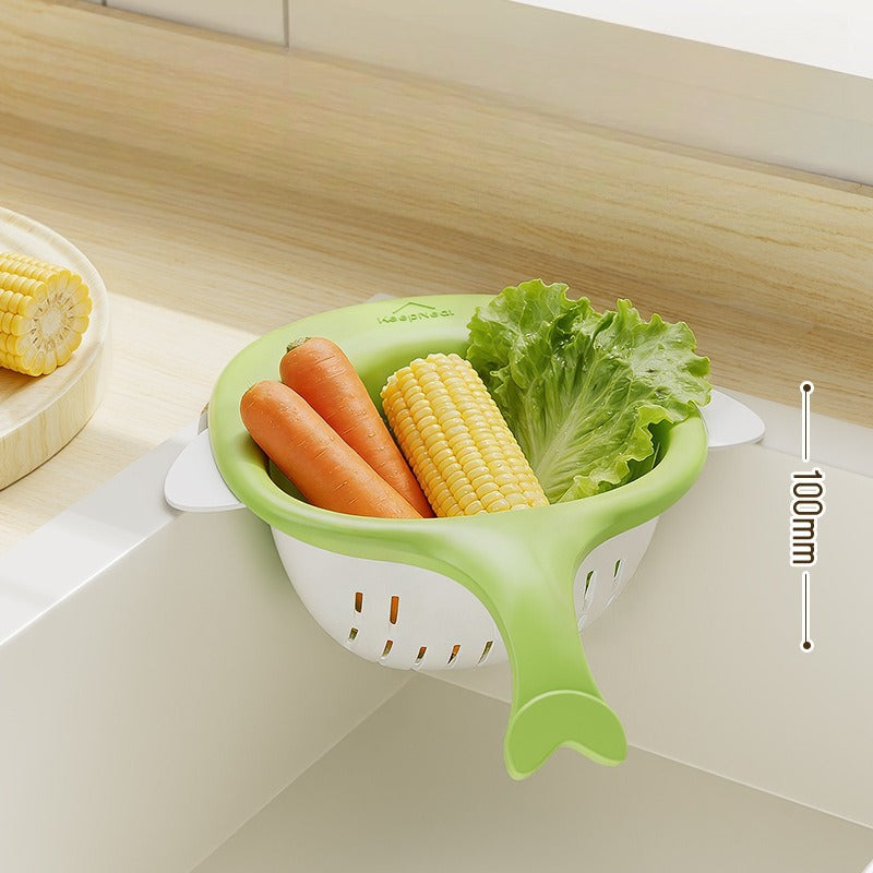 Cute Whale Drain Basket with Handle, Kitchen Food Scraps Strainer