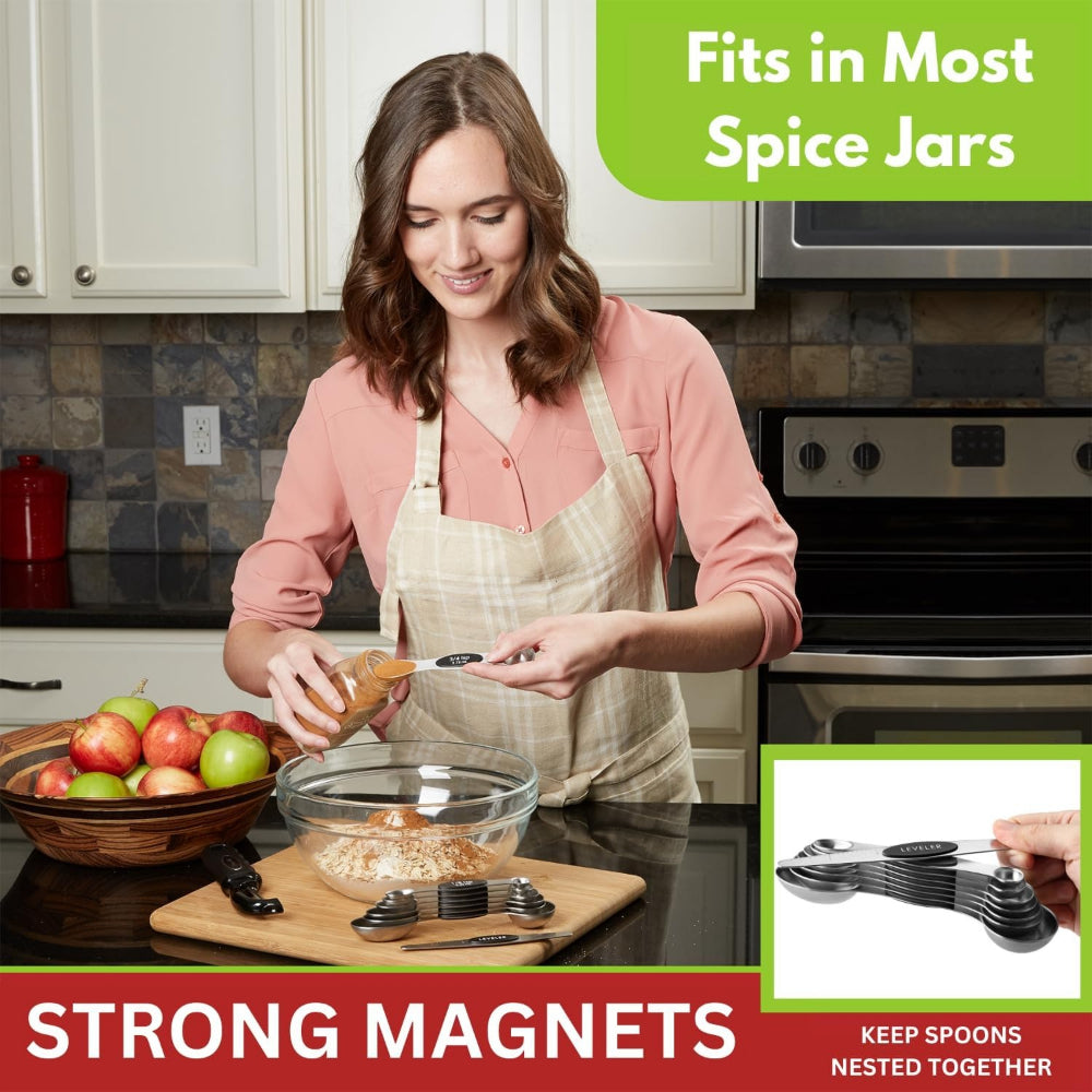 Stainless Steel Magnetic Double Head Measuring Spoons for Baking & Kitchen Seasoning Measurement