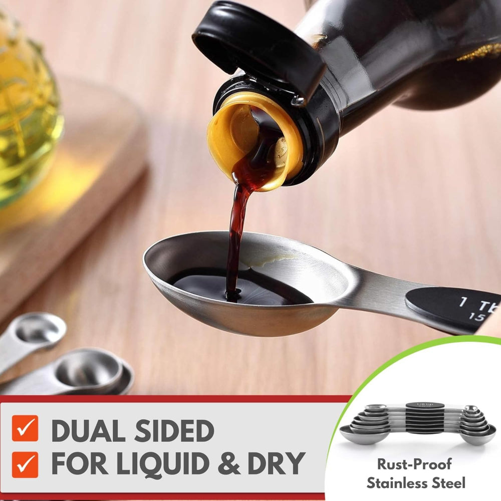 Stainless Steel Magnetic Double Head Measuring Spoons for Baking & Kitchen Seasoning Measurement