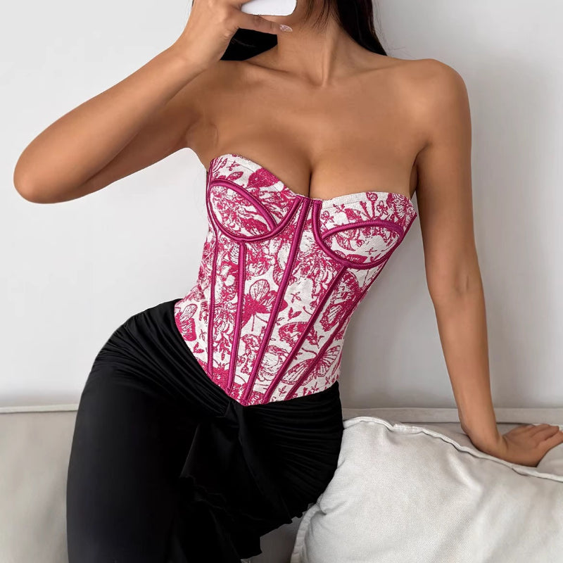 New Sexy Jacquard Boned Corset, Waist Shaping Inner Top