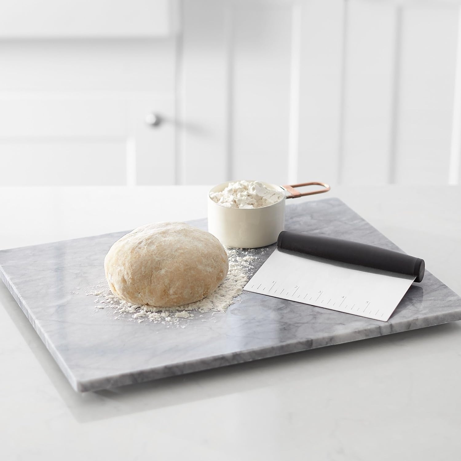 Basics Multi-Purpose Bench Scraper, Stainless Steel Dough Cutter with Measurement Marks