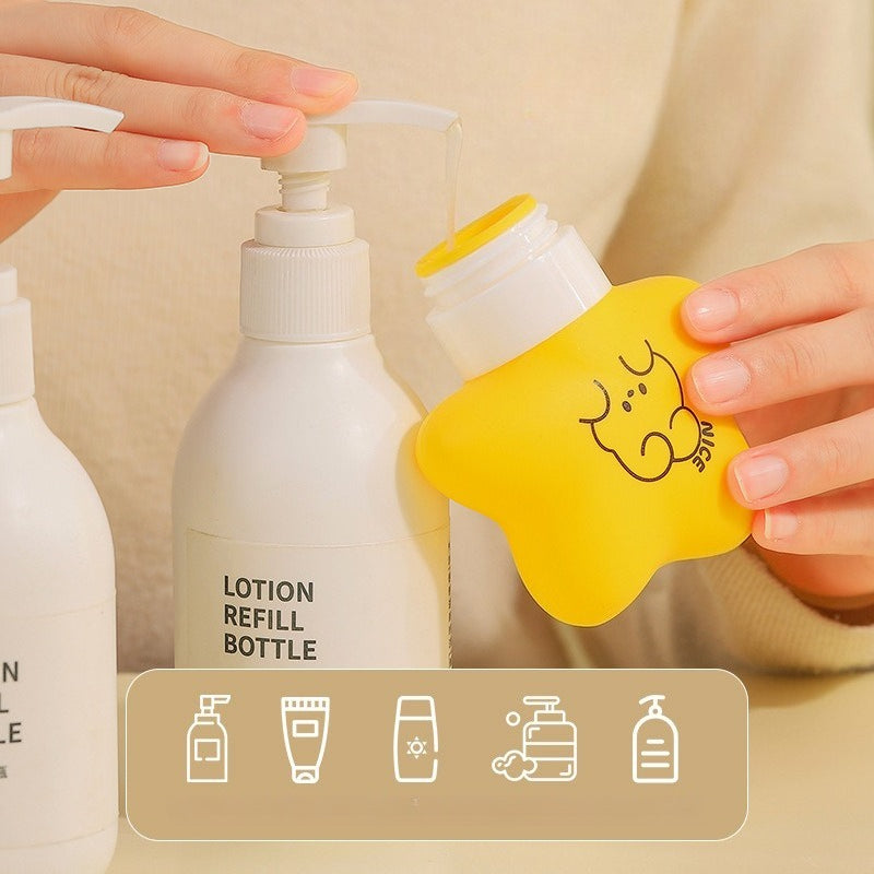 Silicone Press Leak-Proof Cartoon Portable Travel Dispenser Bottles
