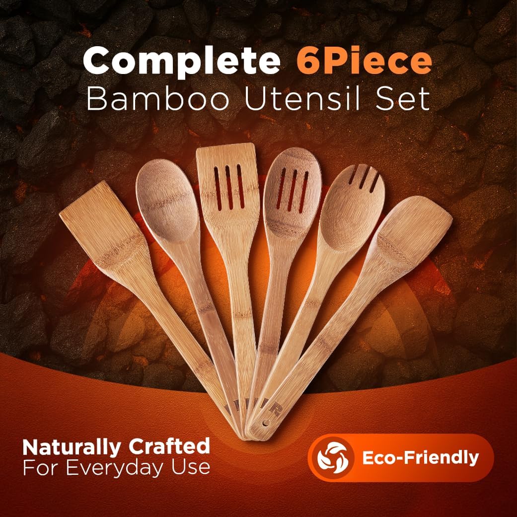 Carbonized Bamboo Spatula Set, Wood & Bamboo Cooking Spatulas