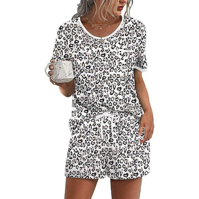 Pajama Set for Women 2 Piece Lounge Set Short Sleeve Tops and Shorts Soft Sleepwear, Chest Pocket