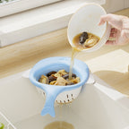 Cute Whale Drain Basket with Handle, Kitchen Food Scraps Strainer
