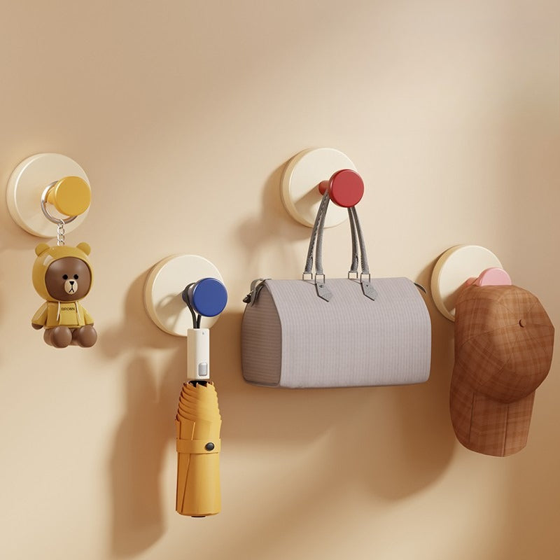 Rotatable Dopamine-style Hooks, Drill-Free Wall Hooks for Kitchen, Bathroom & Entryway