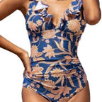 V-Neck Ruffled One-Piece Swimsuit