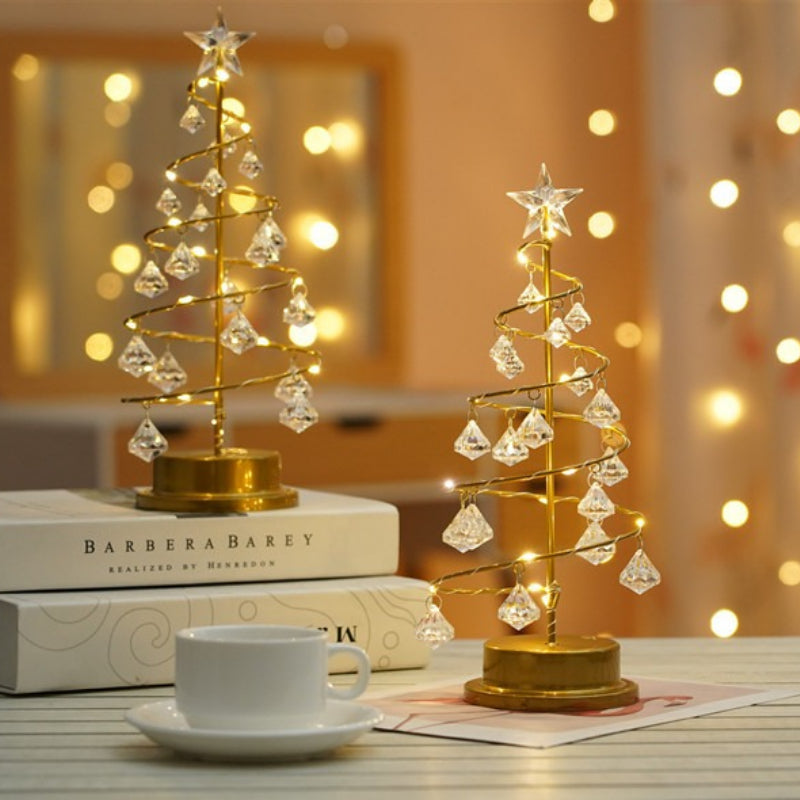 LED Crystal Diamond Christmas Tree Night Light, Bedroom & Bedside Decor Lamp