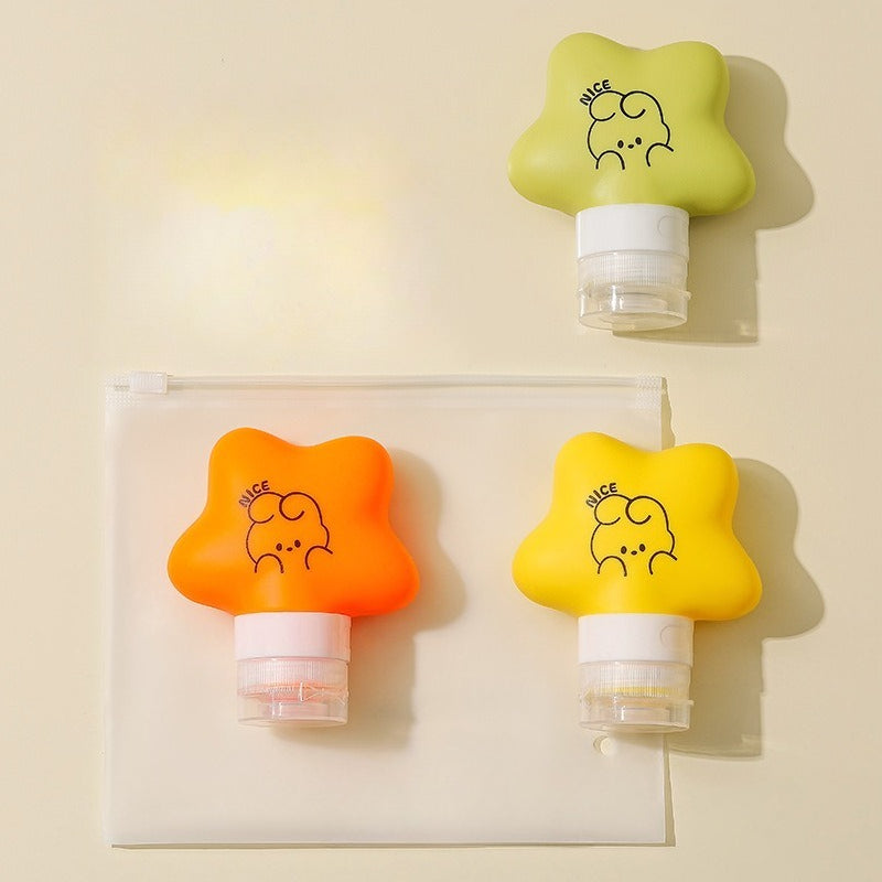 Silicone Press Leak-Proof Cartoon Portable Travel Dispenser Bottles
