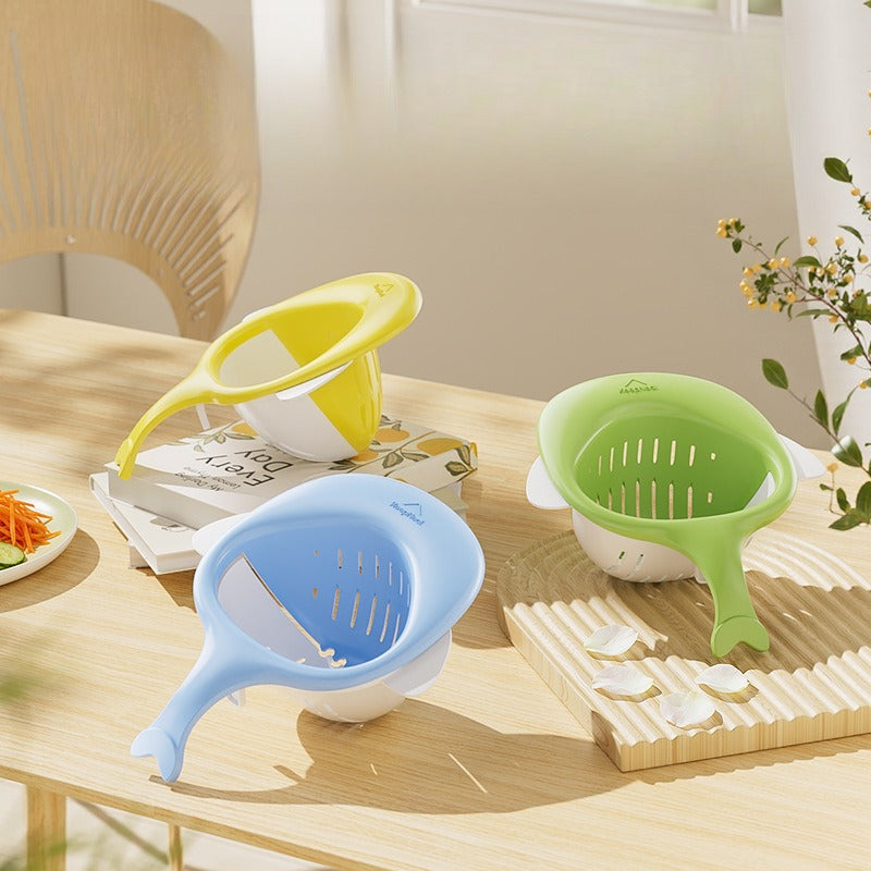 Cute Whale Drain Basket with Handle, Kitchen Food Scraps Strainer