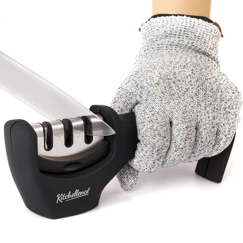 4-in-1 Kitchen Knife Accessories: 3-Stage Knife Sharpener Helps Repair, Restore, Polish Blades