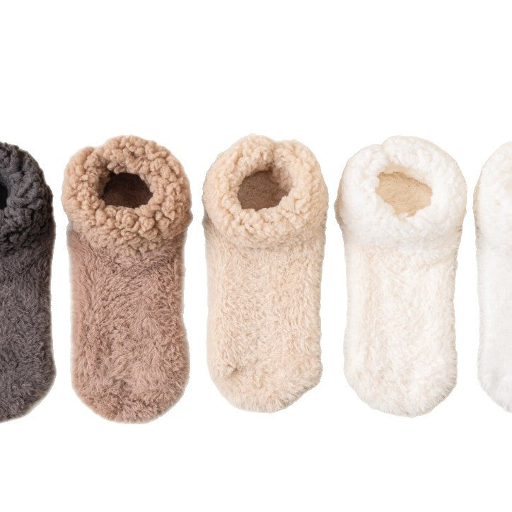 Mid-calf lamb fleece indoor floor socks, thickened for warmth and cold resistance