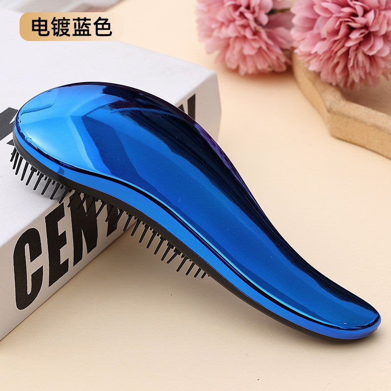 Electroplated Detangling Massage Hair Brush for Women, Anti-Static Cushion Hairbrush for Curly & Straight Hair, Magic Styling Comb