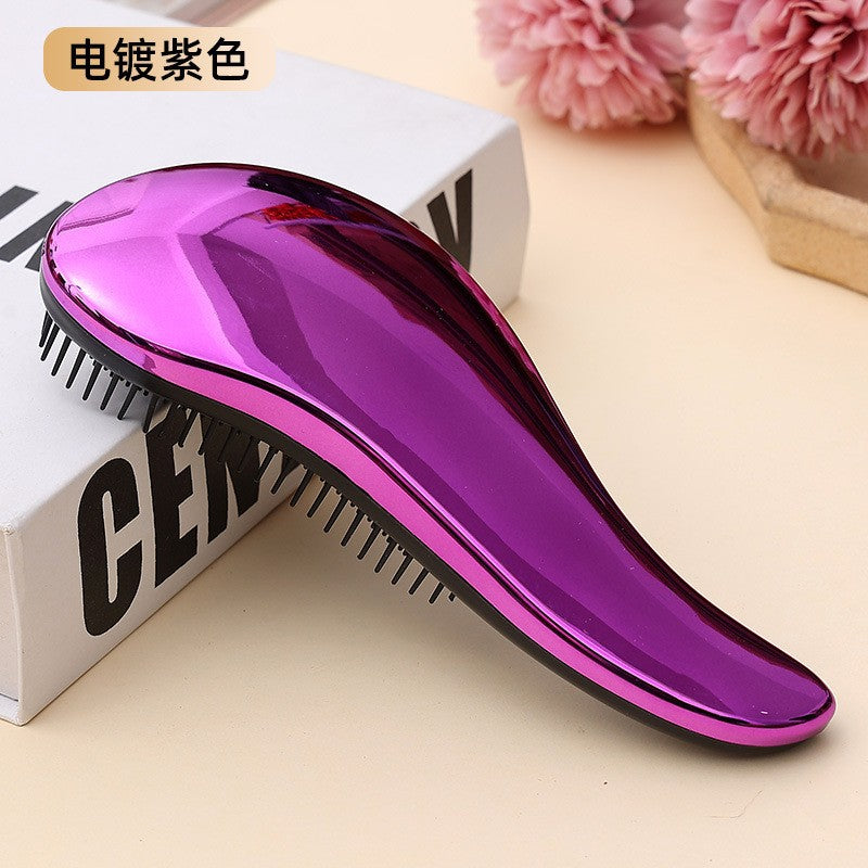 Electroplated Detangling Massage Hair Brush for Women, Anti-Static Cushion Hairbrush for Curly & Straight Hair, Magic Styling Comb
