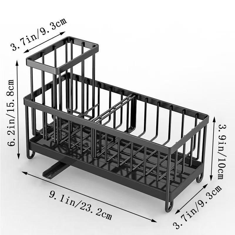 Multi-Functional Countertop Drain Rack for Kitchen Sponge, Sink Brush and Cleaning Tools