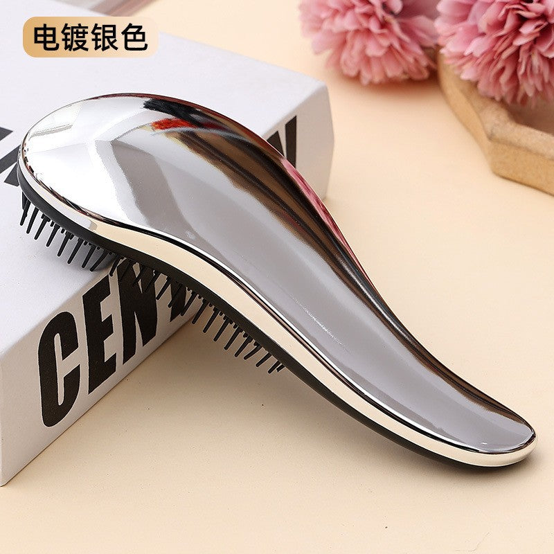 Electroplated Detangling Massage Hair Brush for Women, Anti-Static Cushion Hairbrush for Curly & Straight Hair, Magic Styling Comb