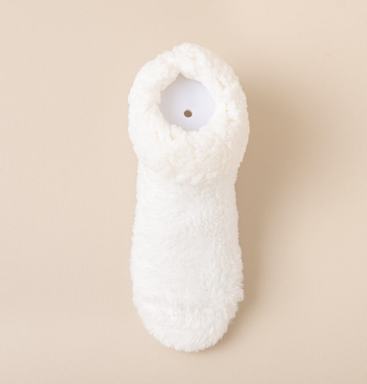 Mid-calf lamb fleece indoor floor socks, thickened for warmth and cold resistance