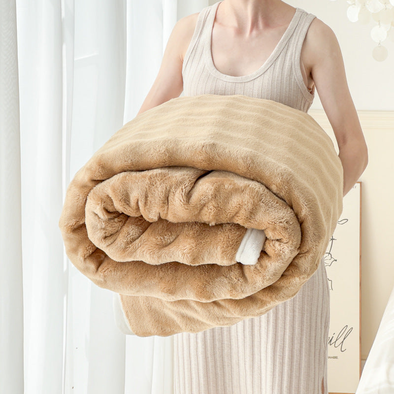 Rabbit Fleece & Milk Velvet Throw Blanket, Ultra Soft Portable Home Blanket