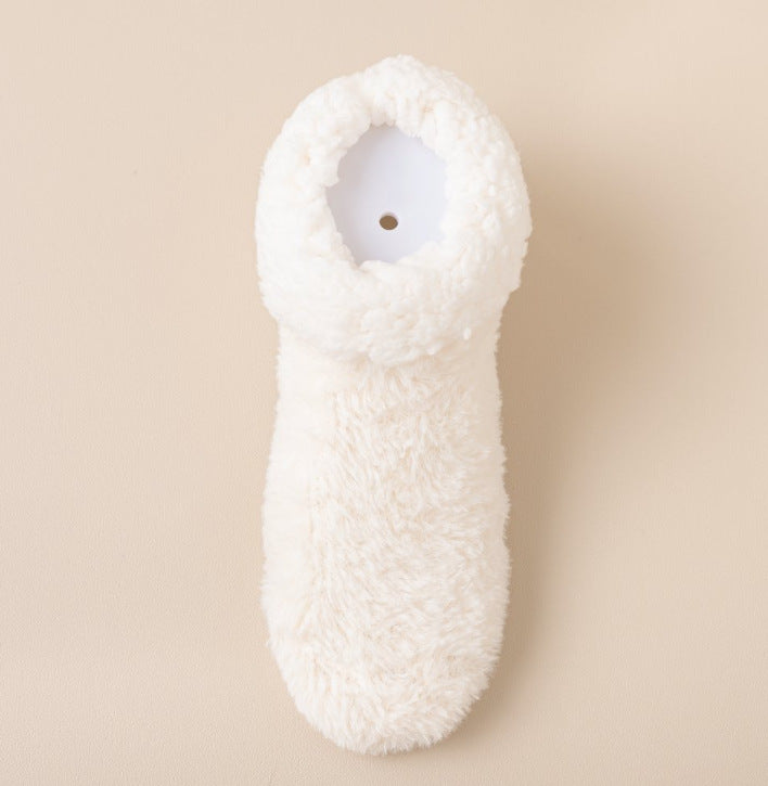 Mid-calf lamb fleece indoor floor socks, thickened for warmth and cold resistance