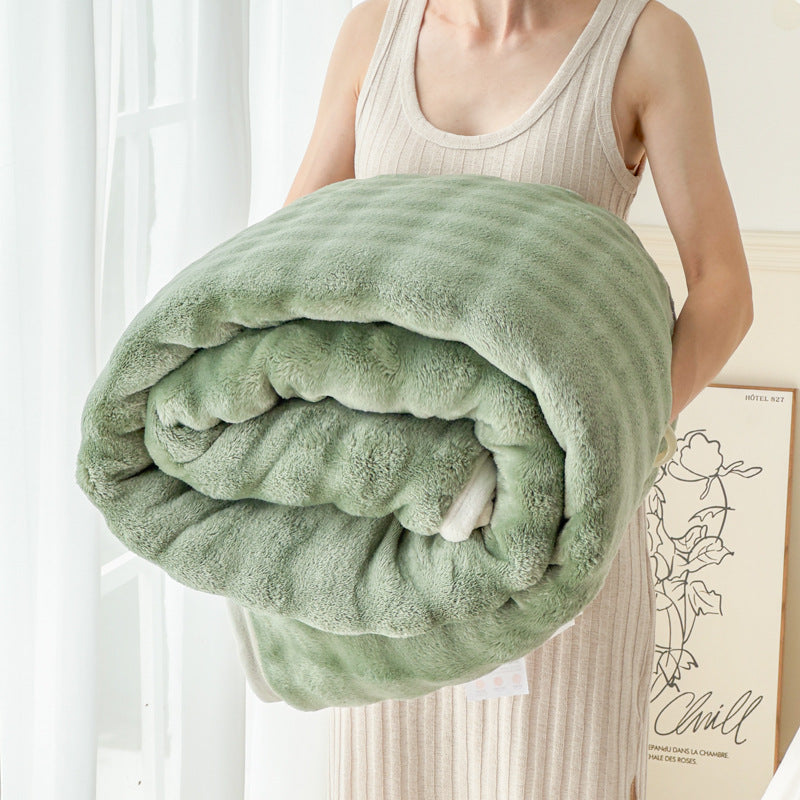 Rabbit Fleece & Milk Velvet Throw Blanket, Ultra Soft Portable Home Blanket