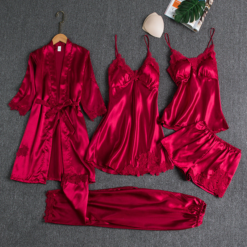 Thin Ice Silk Long Sleeve Bathrobe, Sexy Hot Loungewear for Home