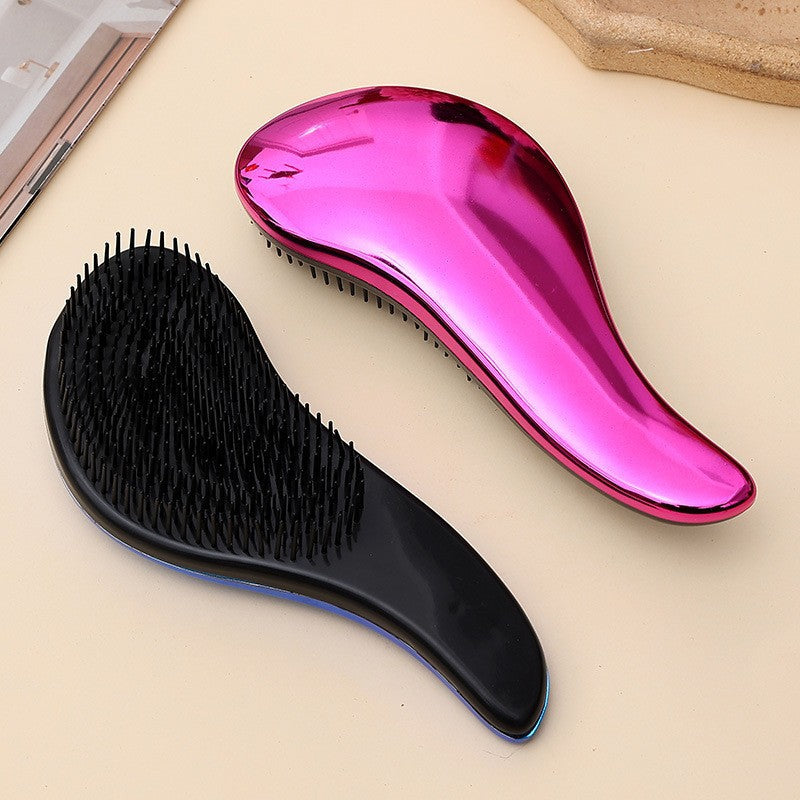 Electroplated Detangling Massage Hair Brush for Women, Anti-Static Cushion Hairbrush for Curly & Straight Hair, Magic Styling Comb