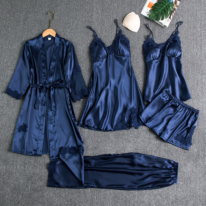 Thin Ice Silk Long Sleeve Bathrobe, Sexy Hot Loungewear for Home