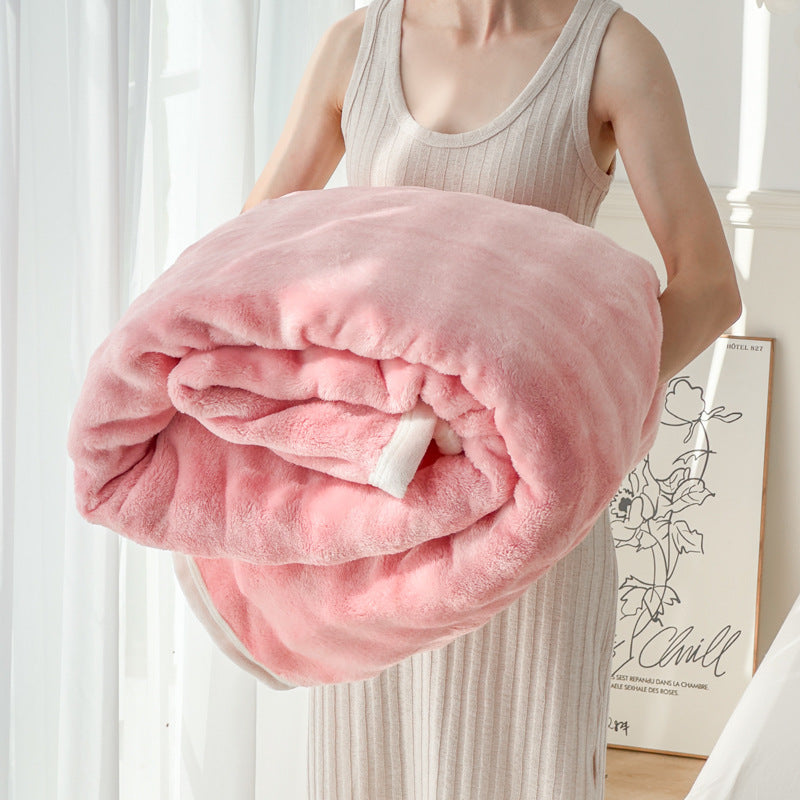Rabbit Fleece & Milk Velvet Throw Blanket, Ultra Soft Portable Home Blanket