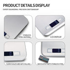 Waterproof Stainless Steel Food Scale, Wear-Resistant Base, One-Touch Tare for Healthy Diet