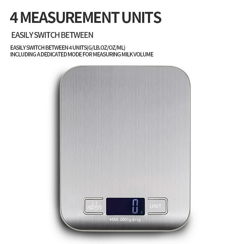 Waterproof Stainless Steel Food Scale, Wear-Resistant Base, One-Touch Tare for Healthy Diet