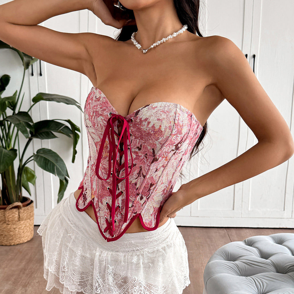 New Style Petal Hem Zipper Tie Boned Design