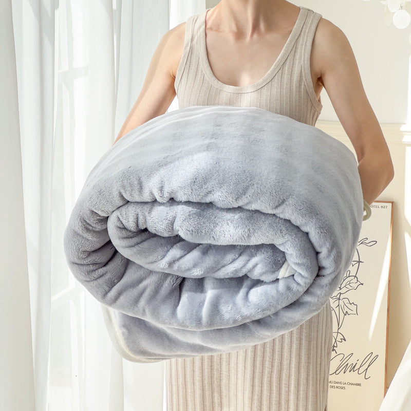 Rabbit Fleece & Milk Velvet Throw Blanket, Ultra Soft Portable Home Blanket
