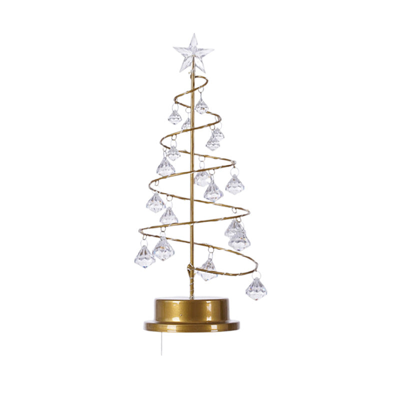 LED Crystal Diamond Christmas Tree Night Light, Bedroom & Bedside Decor Lamp