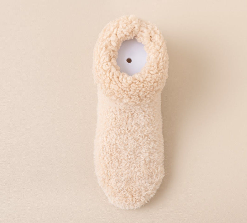 Mid-calf lamb fleece indoor floor socks, thickened for warmth and cold resistance