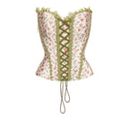 New Pastoral Floral Tie Strap Fitted Boned Tube Top