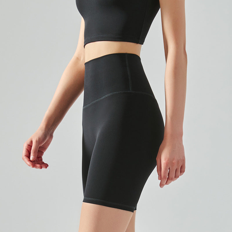 High-Waist One-Size Sports Shorts, Cool Feeling High-Elastic Seamless Yoga Pants
