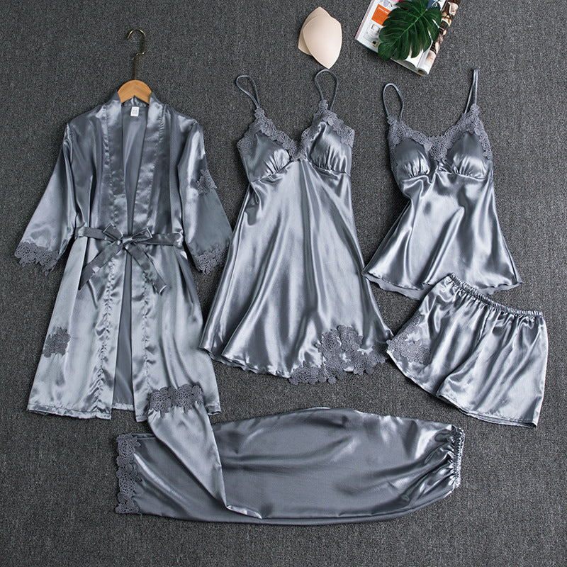 Thin Ice Silk Long Sleeve Bathrobe, Sexy Hot Loungewear for Home