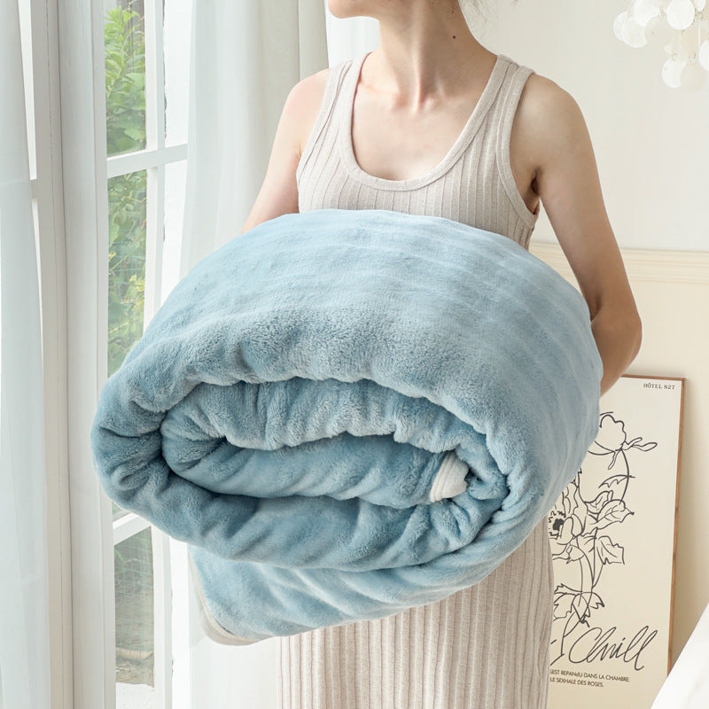 Rabbit Fleece & Milk Velvet Throw Blanket, Ultra Soft Portable Home Blanket