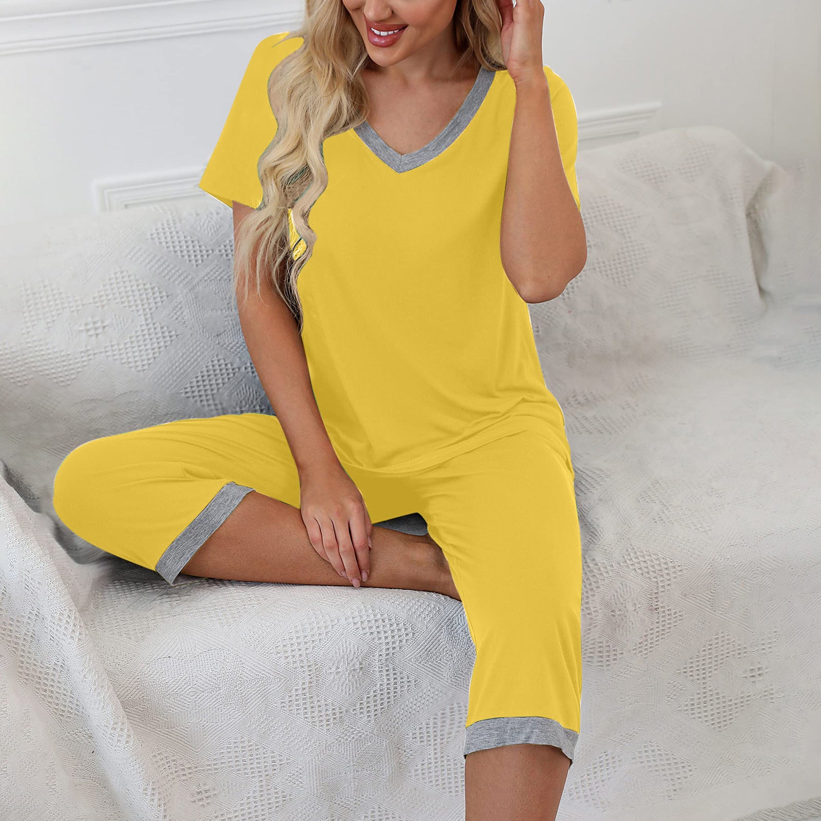 womens Short Sleeve Tee and Pant 2 Piece Sleep Set