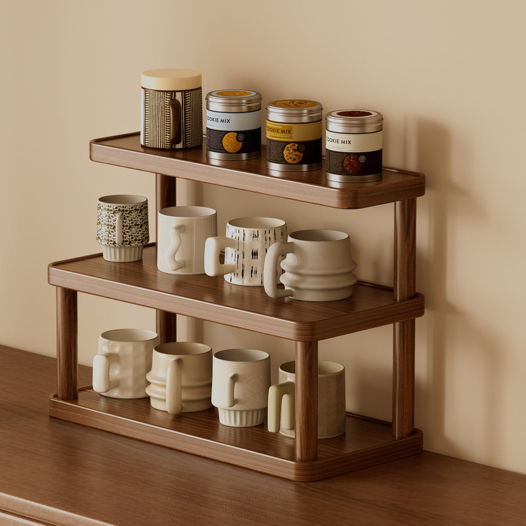 Tabletop Cup Holder Storage Shelf, Ideal for Coffee Nook and Buffet Cabinet