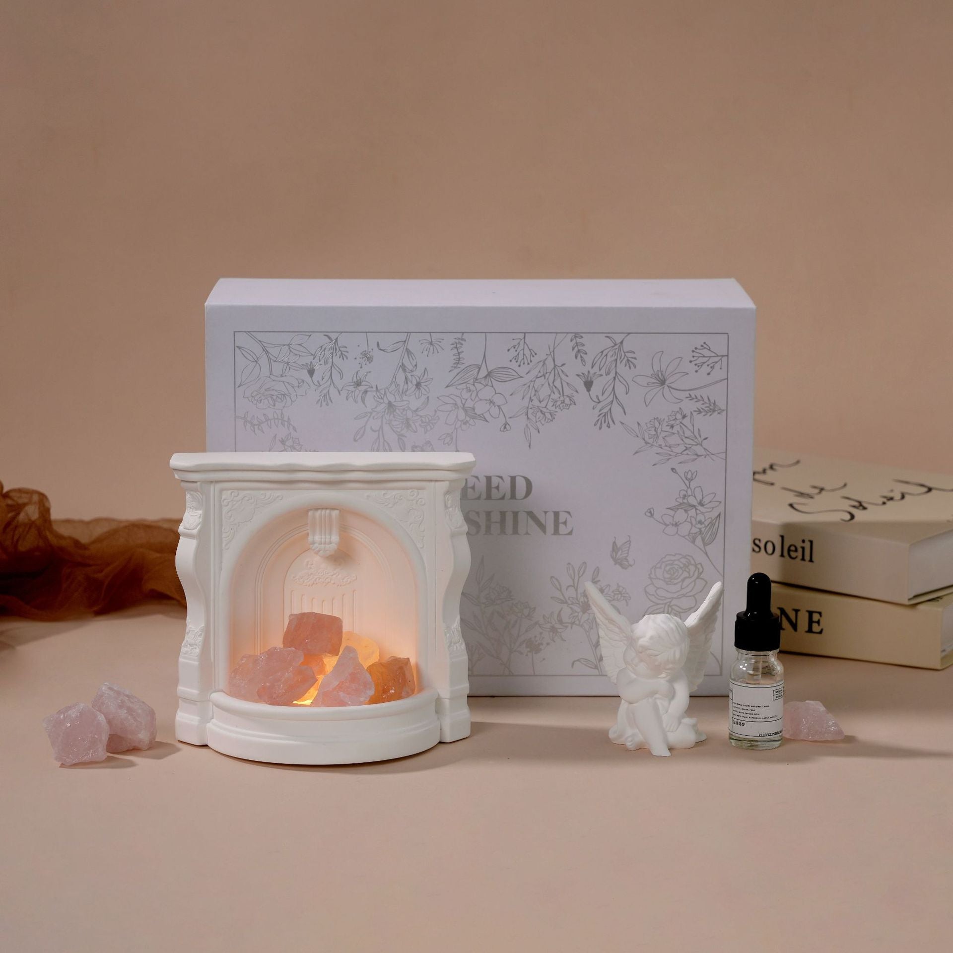 Angel Fireplace Scent Diffuser Ornament, Plaster Aroma Stone Decorative Night Lamp
