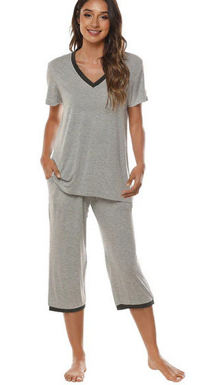womens Short Sleeve Tee and Pant 2 Piece Sleep Set