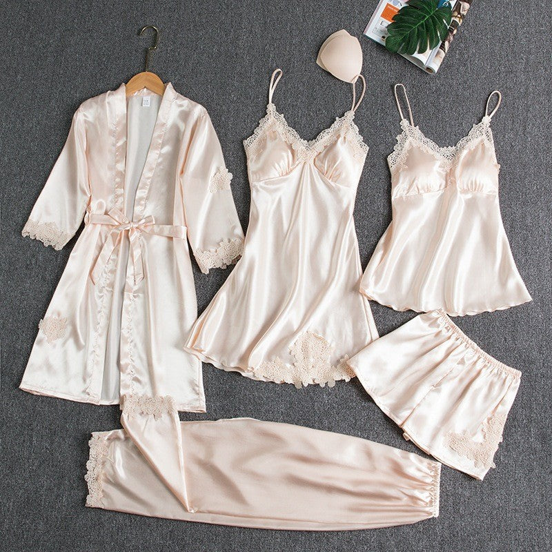 Thin Ice Silk Long Sleeve Bathrobe, Sexy Hot Loungewear for Home
