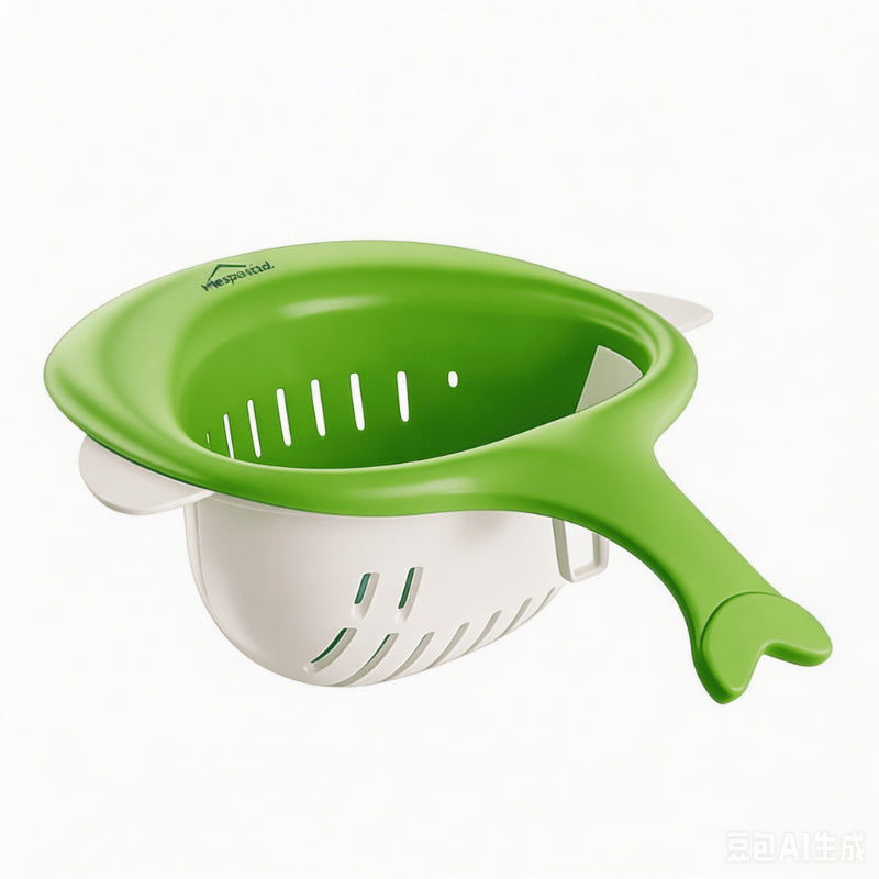 Cute Whale Drain Basket with Handle, Kitchen Food Scraps Strainer