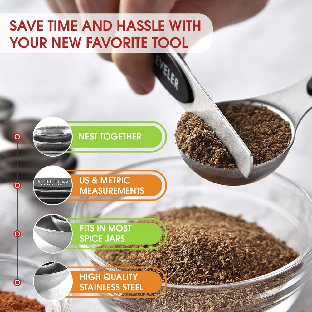 Stainless Steel Magnetic Double Head Measuring Spoons for Baking & Kitchen Seasoning Measurement